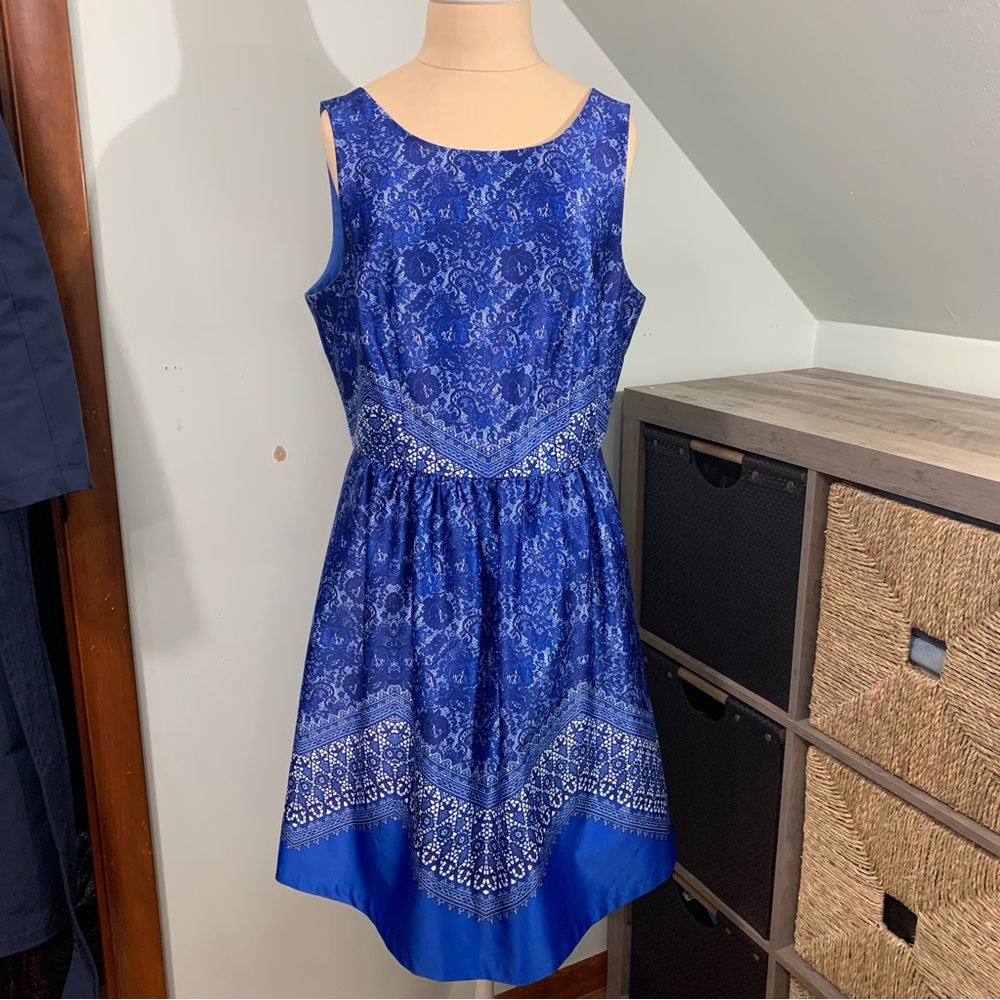 The Limited x Outback Red Floral Lace Print A-Line Dress - Royal Blue - Size 10